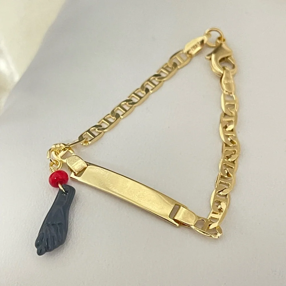 18k Gold Filled Children Azabache Mariner Bracelet